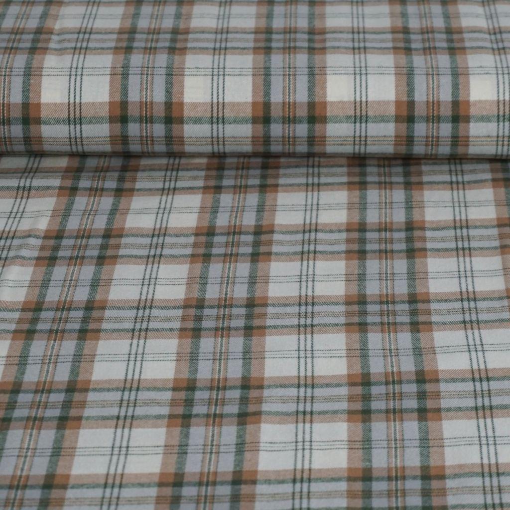 Flanell Baumwolle Karo beige grün